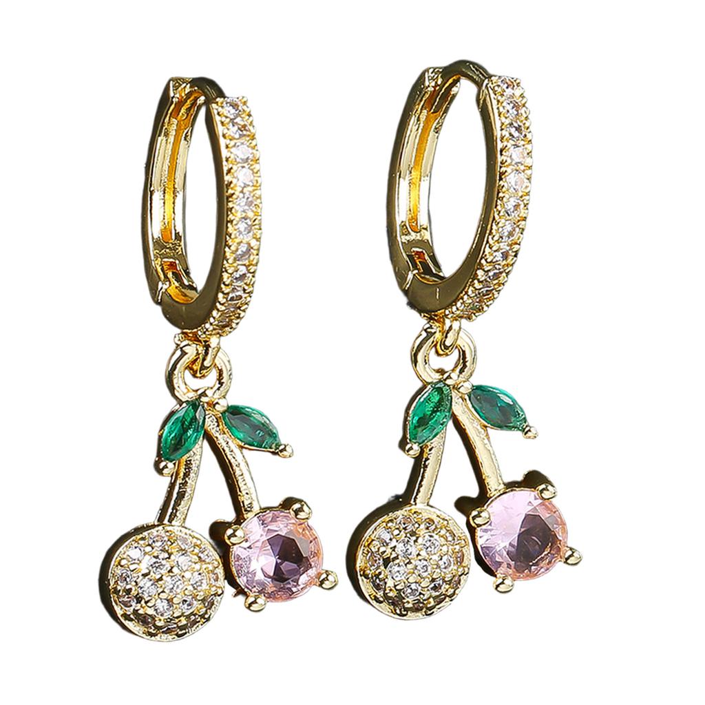 Practical Cherry Dangle Earrings Pendant Earrings Copper Texture Ear Jewelry Suitable for Fashion Individual Present
