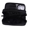 No-brand nylon material black double-layer makeup travel bag cosmetic zipper dirt-resistant essential protection easy use storage bathroom pouch.