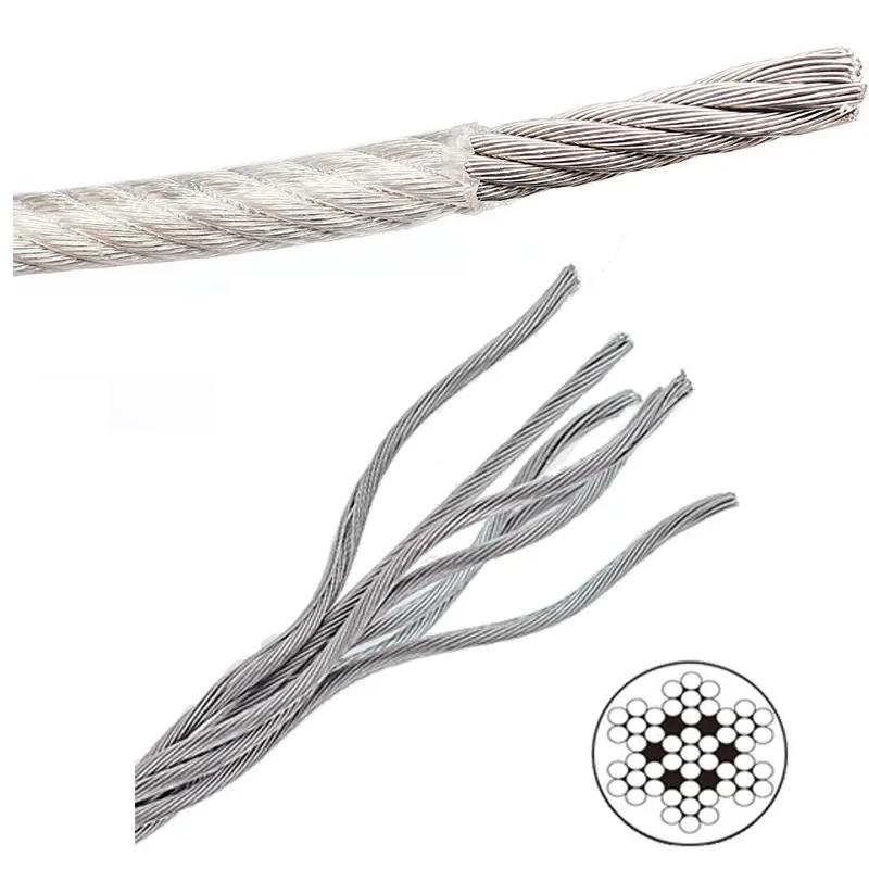 Dia 0.5/1/1.5/2/2.5/3/5mm 304 Stainless Steel PVC Coated Flexible Wire Rope Soft Cable Transparent Stainless Steel Clothesline