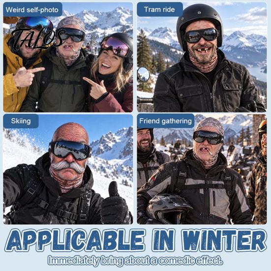 Humorvolle Outdoor-Sportmaske Alter Mann Skimaske, Winterliche Lustige Vollgesichts-Balaclava mit Halsbedeckung, Realistisches Muster Cosplay-Kostüm für