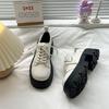 White platform small leather shoes women's muffin bottom trendy retro thick high heel small man British style versatile ins super thick