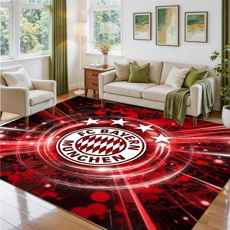 Bayern Munich Design Crystal Velvet Rug Soft Decorative Mat for Bedroom Entrance