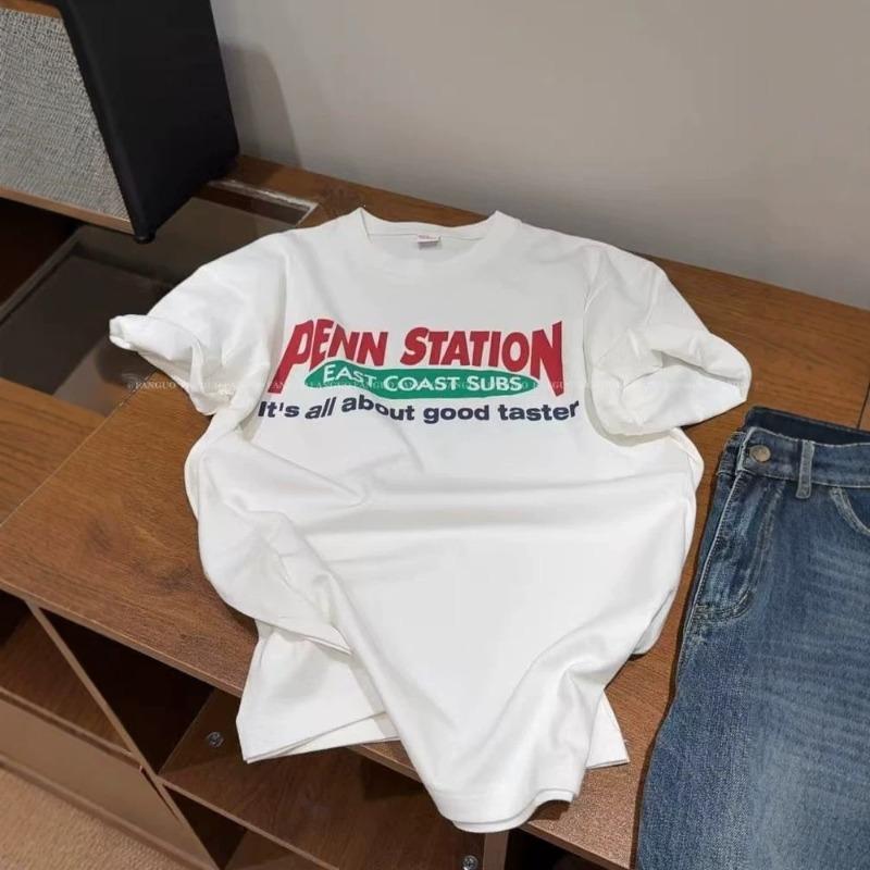 Letter-printed Short-sleeved T-shirt for Women, Loose-fitting Casual Blouse