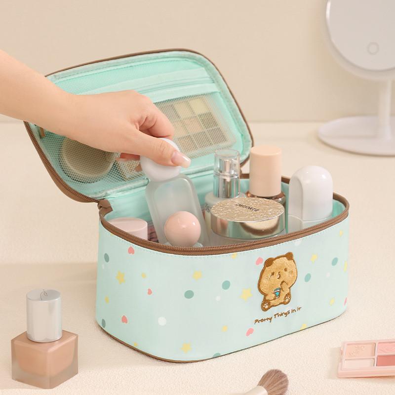 Cute Bear Cosmetic Organizer With Large Capacity For Travel And Daily Use