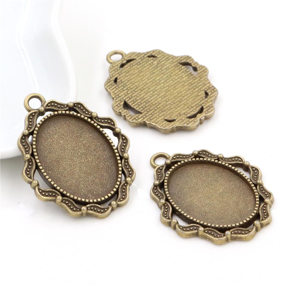 10 pièces 18x25mm Taille intérieure 3 couleurs Style classique Cabochon Camée Base Monture Charms Pendentif Bijouterie