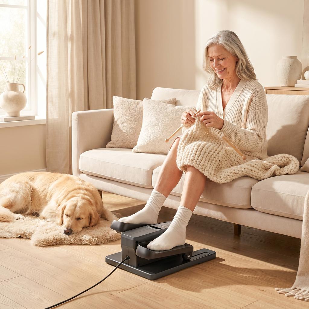 Under Desk Elliptical Machine With Manual And Auto Modes 12 Adjustable Speed Remote Control And LED Monitor For Home
