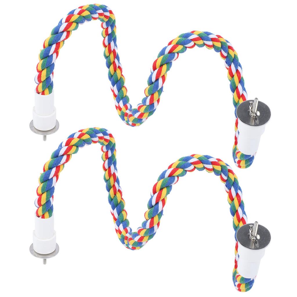 2 stk Bird Tau sitteplasser fargerike håndlagde tyggeleke Papegøye husker Spiral Stand105CM