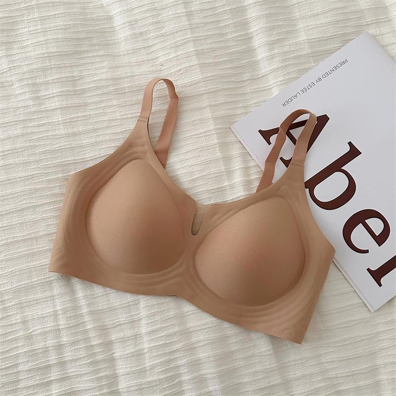 Milk leather comic breasts, seamless underwear, women's big breasts show small breasts, gather and close secondary breasts,anti-hanging jelly lift bra