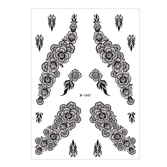 Temporary Tattoos Stickers Fake Body Arm Chest Shoulder Tattoos with Black Lace Flower