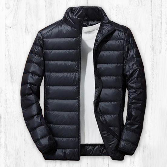 Men Cotton Coat Stand Collar Long Sleeve Zipper Closure Lightweight Jacket