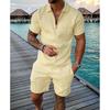 2025 summer men's 3D digital printing short-sleeved polo fashion sports and leisure suit foreign trade men's solid color