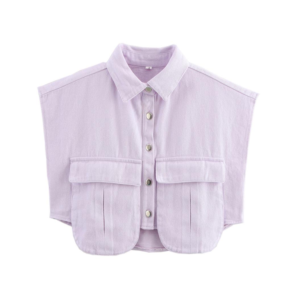 DAFIFY Women's Fashion Casual Summer Spring Solid Color Print Sleeveless POLO Neck Blouses & Shirts