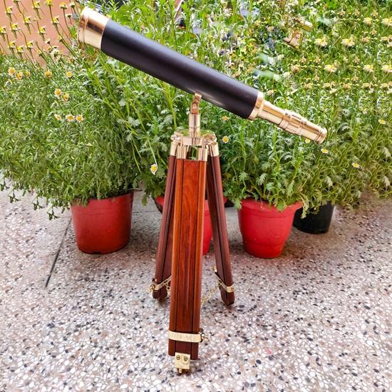 Marine Telescope,  Telescope On Tripod, Marine Telescope with Leather Stitching, Office Desk Decor
