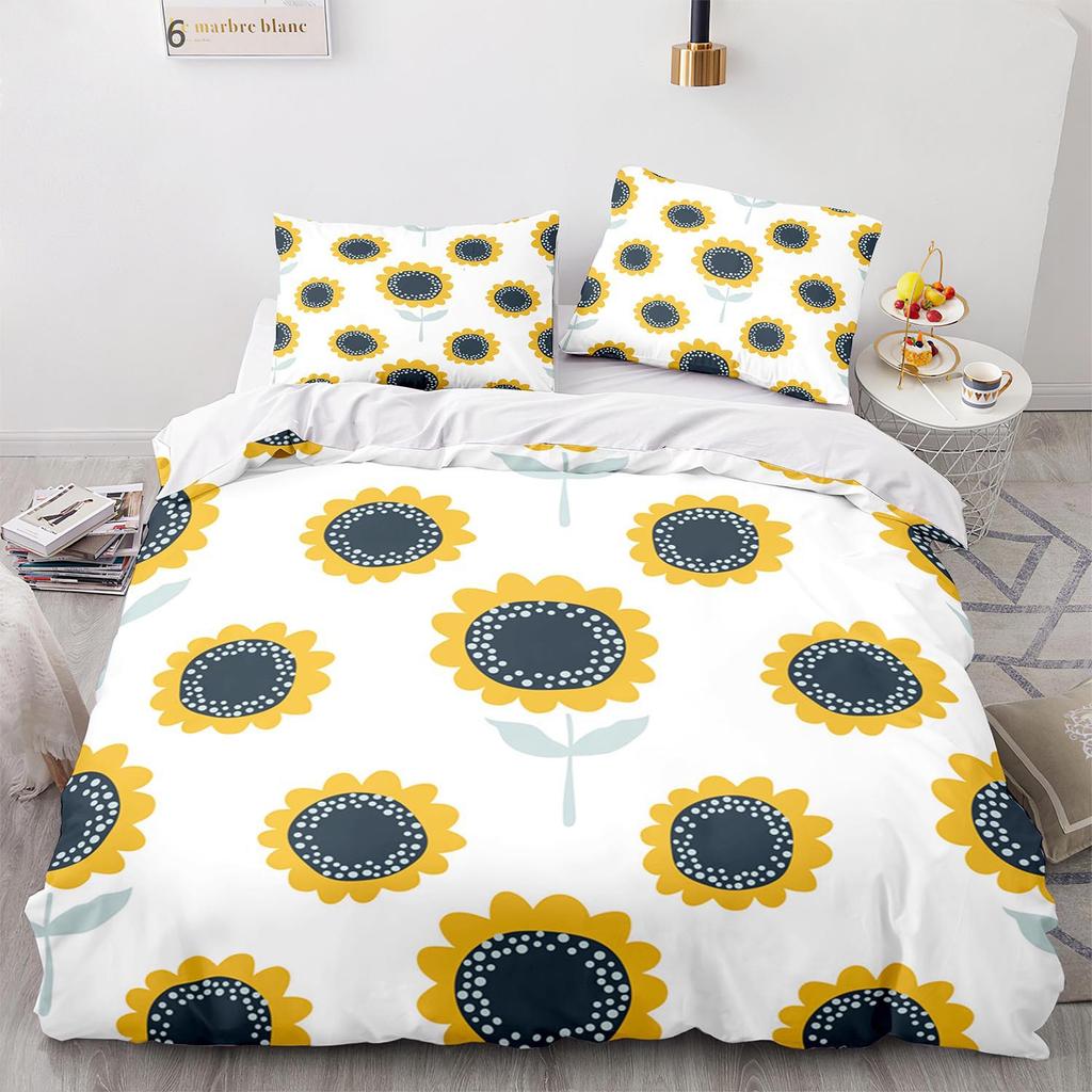Digital Printing Three-Piece Sunflower Quilt Cover Size Quilt Cover 3D