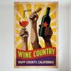 Vintage Napa County California Wine Country Metal Tin Sign - Retro Wine Bar Decor with Wine Glass Corkscrew Bottle Art for Man C