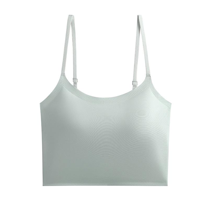 Seamless Ice Silk Spaghetti Strap Tank Top - Women's Slimming One-Piece with Beautiful Back Design