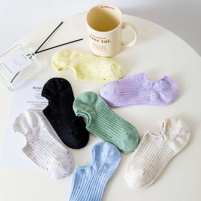 Female Summer Thin Style Pure Cotton Color Shallow Mouth Non Slip Not To Fall with Invisible Boat Socks