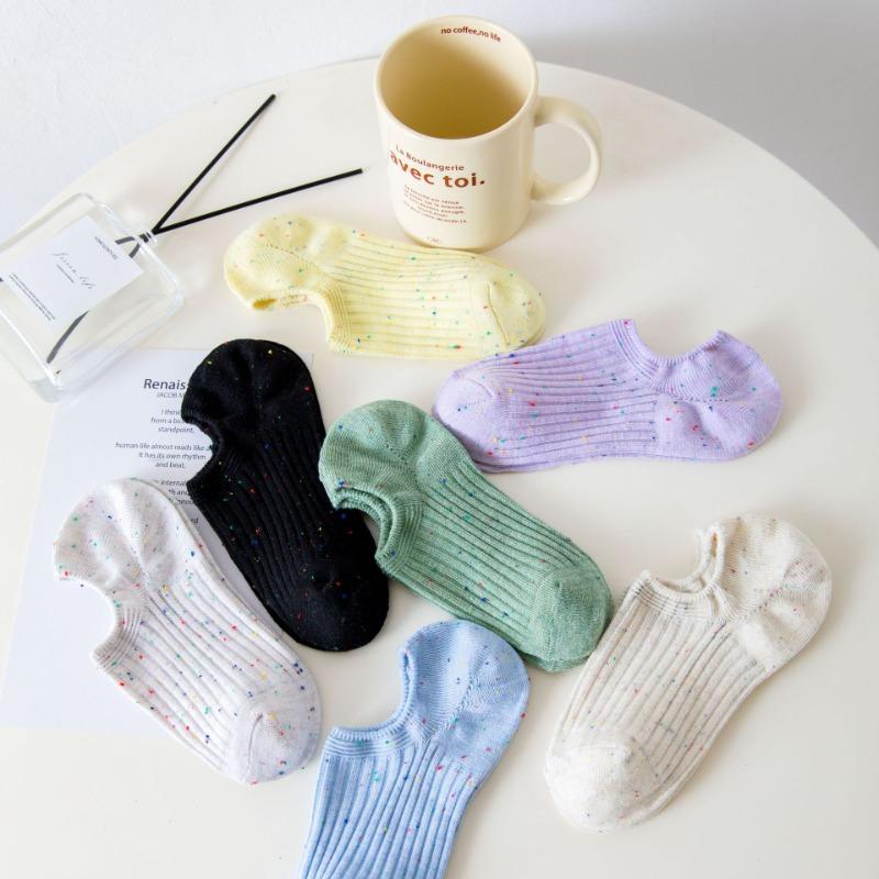 Female Summer Thin Style Pure Cotton Color Shallow Mouth Non Slip Not To Fall with Invisible Boat Socks
