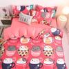 Set Biancheria da Letto Rosso Gatto Carino Copripiumino Federa Lenzuolo Ragazzo Bambino Adolescente Ragazza Set Copripiumino Misura King Queen Singolo