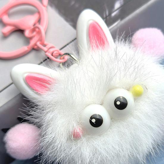 Cute Plush Fur Ball Keychain Unique Briquette Pendant Novelty Fluffy Keys Bag Charm Trendy Bag Accessory