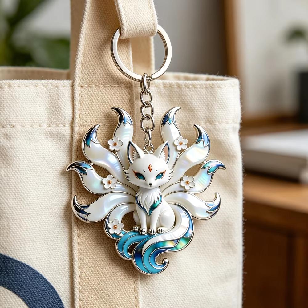 Exquisites Emaille Neunschwänziger Fuchs Halskette Für Damen Trendiger Cartoon Tier Anhänger Modeschmuck Geschenke Für Freunde Familie