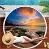 Summer Round Beach Towel Flamingo Tropical Plant With Drawstring Backpack Bag Bath Shower Towels Bikini Cover Up Pool Towel