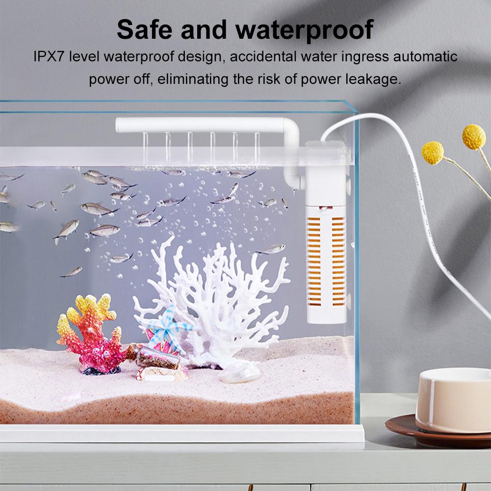 3 In 1 Fish Tank Filter Silent Internal Filter Waterproof Built-in Circulating Pump for Submersible Aquarium