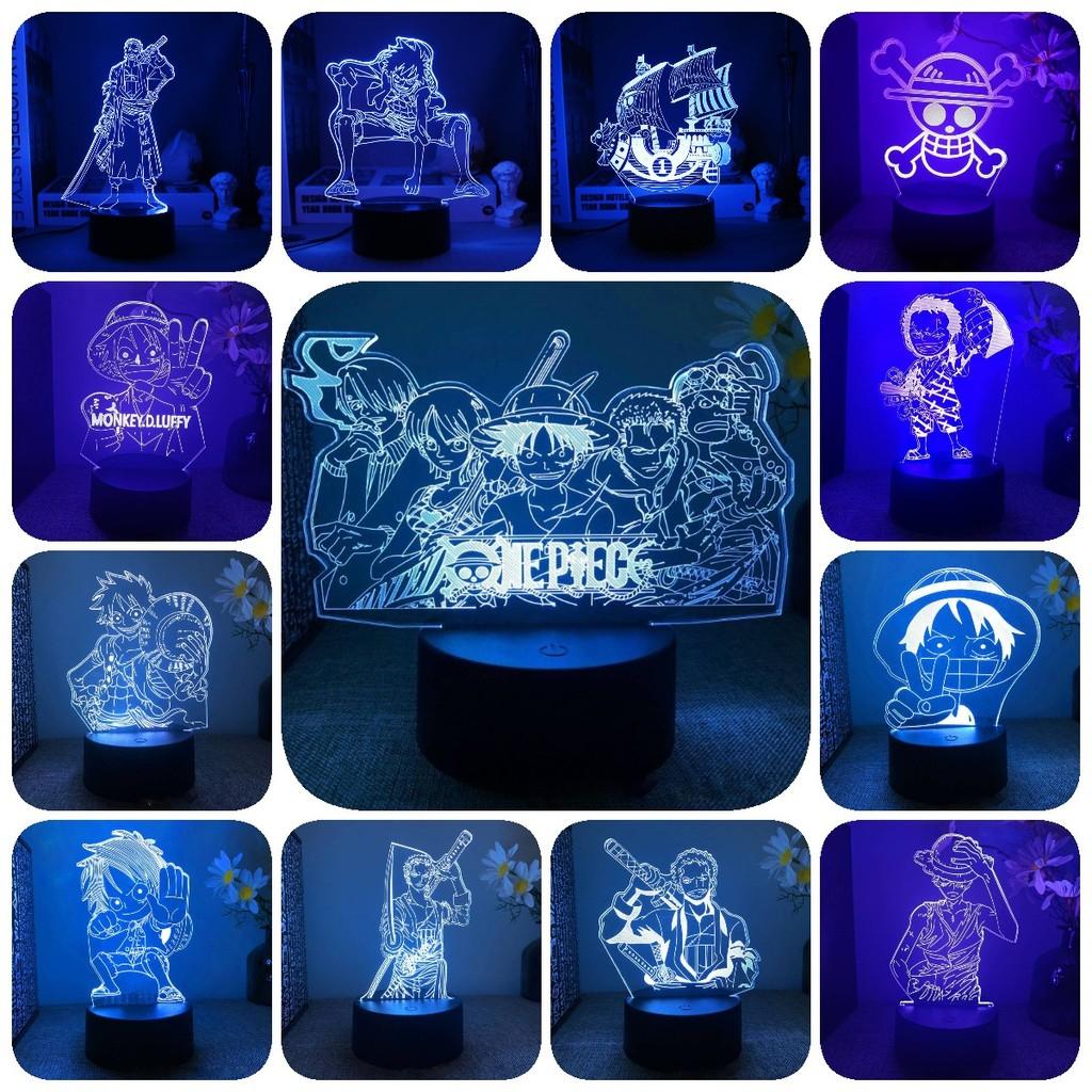 One Piece Led Night Light Kids Bedroom Decor Luffy Roronoa Zoro Lamp Acrylic