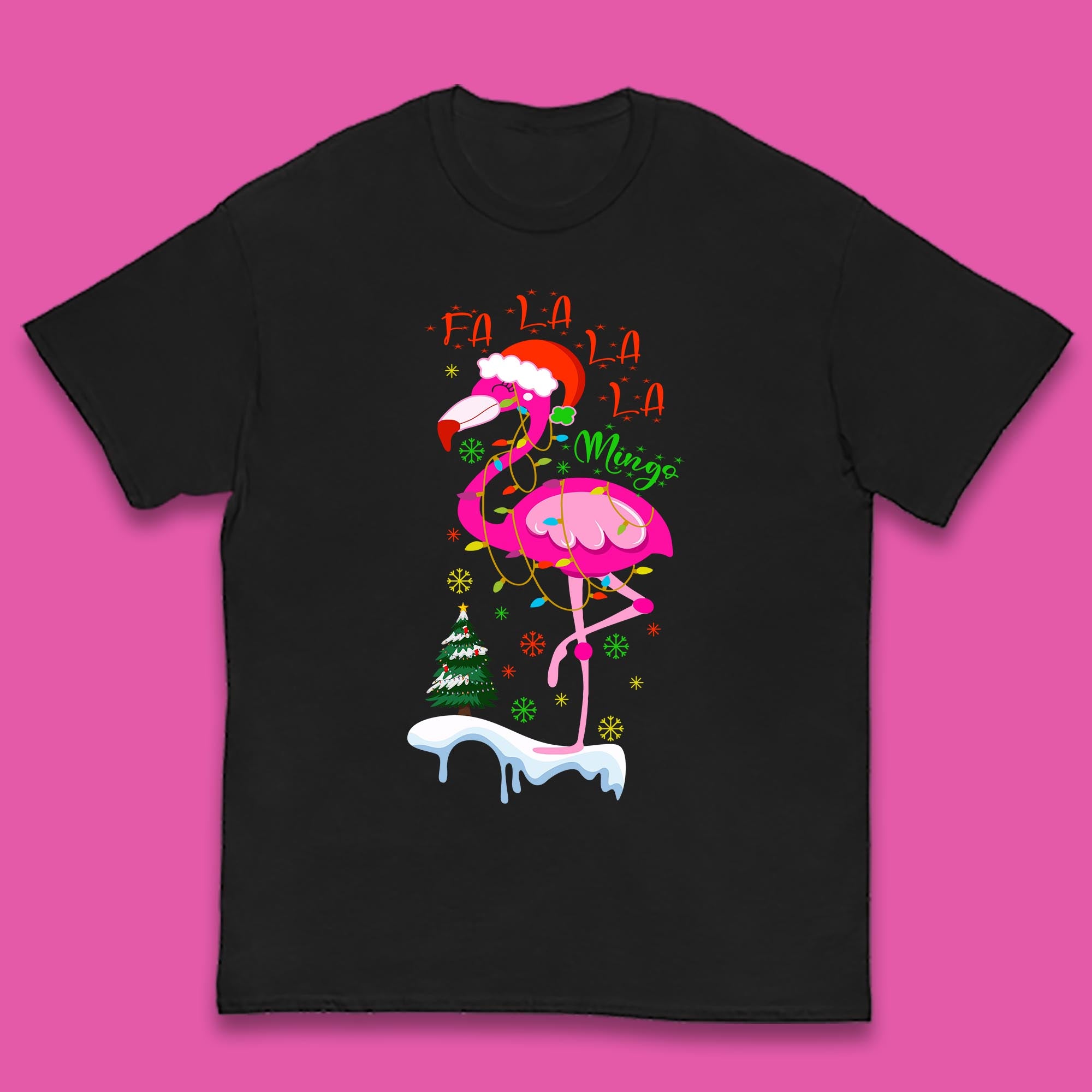 Fa La La La Mingo Flamingo Christmas Kids T Shirt 140