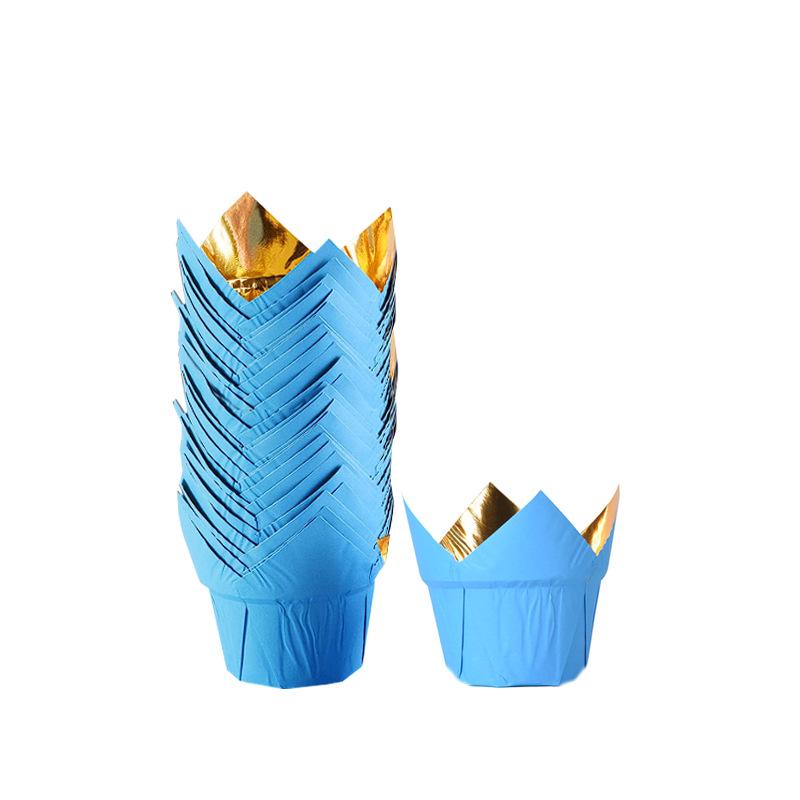 Gold & Silver Tulip Paper Baking Cups, Oil-Proof, Disposable, Single-Sided, 100 Pcs