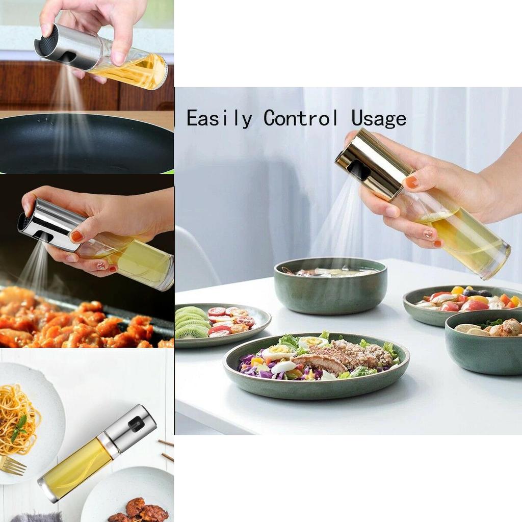 Küche Edelstahl Olivenöl Sprühflasche Pumpe Öl Topf Grill Auslaufsicher
