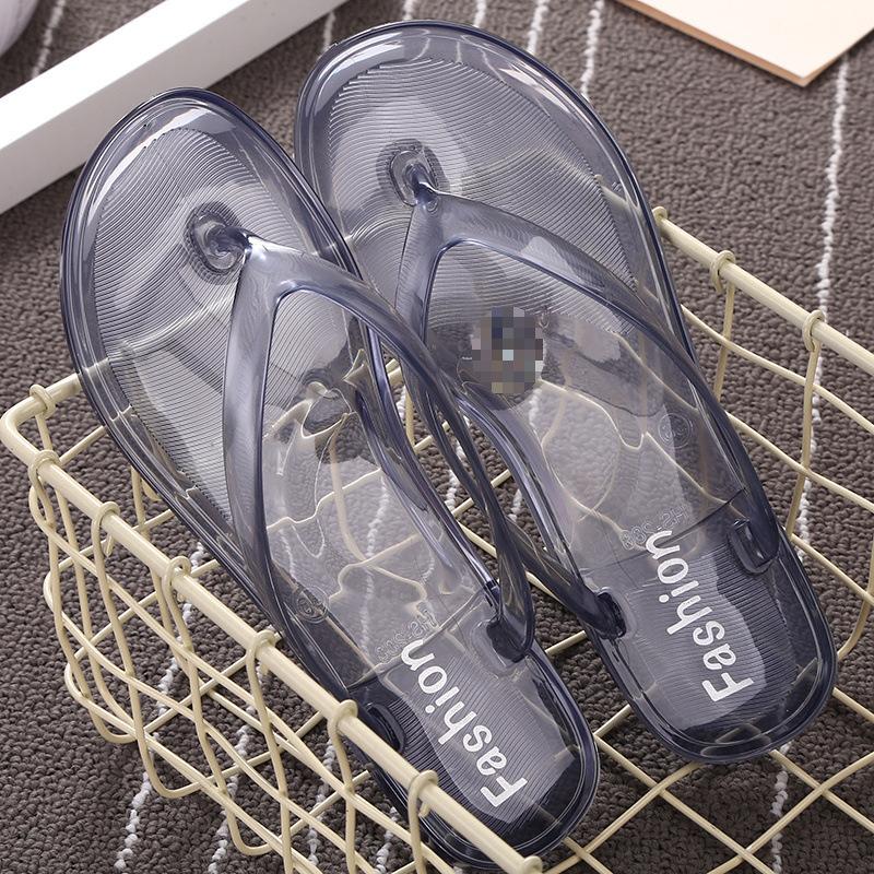 

Crystal jelly transparent cool slippers female summer student Korean version of fashion trend outer wear pinch foot flip-flops flat bottom 36 recommended 35 feet wear