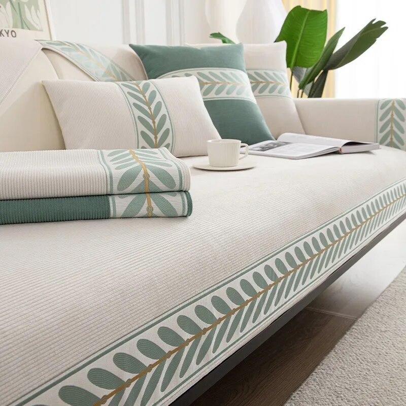 

Чехол для дивана с жаккардовой вышивкой и листьями, чехол для дивана из синели, Нескользящий чехол для кресла, подушки для сиденья, угловое кружевное полотенце для дивана для комнаты 70x70cm 1pcs