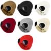 Knitted Hat Glasses Decor Stretchy Soft Plush Lining Casual Ears Protection Solid Color Autumn Winter Women Men Skull Beanie Cap Streetwear