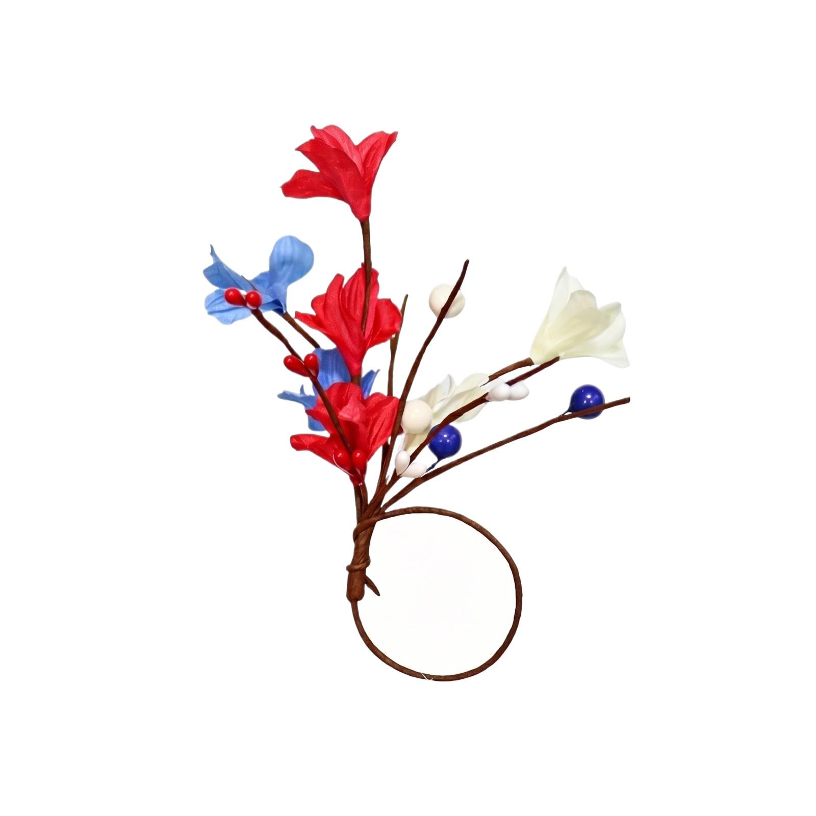 

Independence Day Faux Flower Napkin Rings Blue Red Berry Napkin Holders One Size