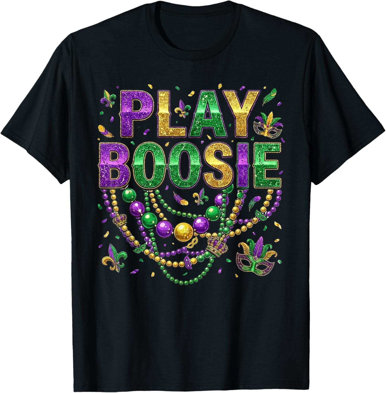 Play Boosie Beads Mardi Gras Carnival Louisiana New Orleans T-Shirt S разноцветный