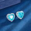 Jewelry Copper Bottom Gold-Plated Simulation Color Treasure Heart-Shaped Diamond-Encrusted Simple Women'S Stud Earrings Main Stone 9 * 9