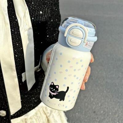 Nuova Tazza Termica Ragazza Bambini Tazza con Cannuccia Acciaio Inossidabile 304 Portatile Grande Capacità Carina Borraccia Studente Regalo Specifico
