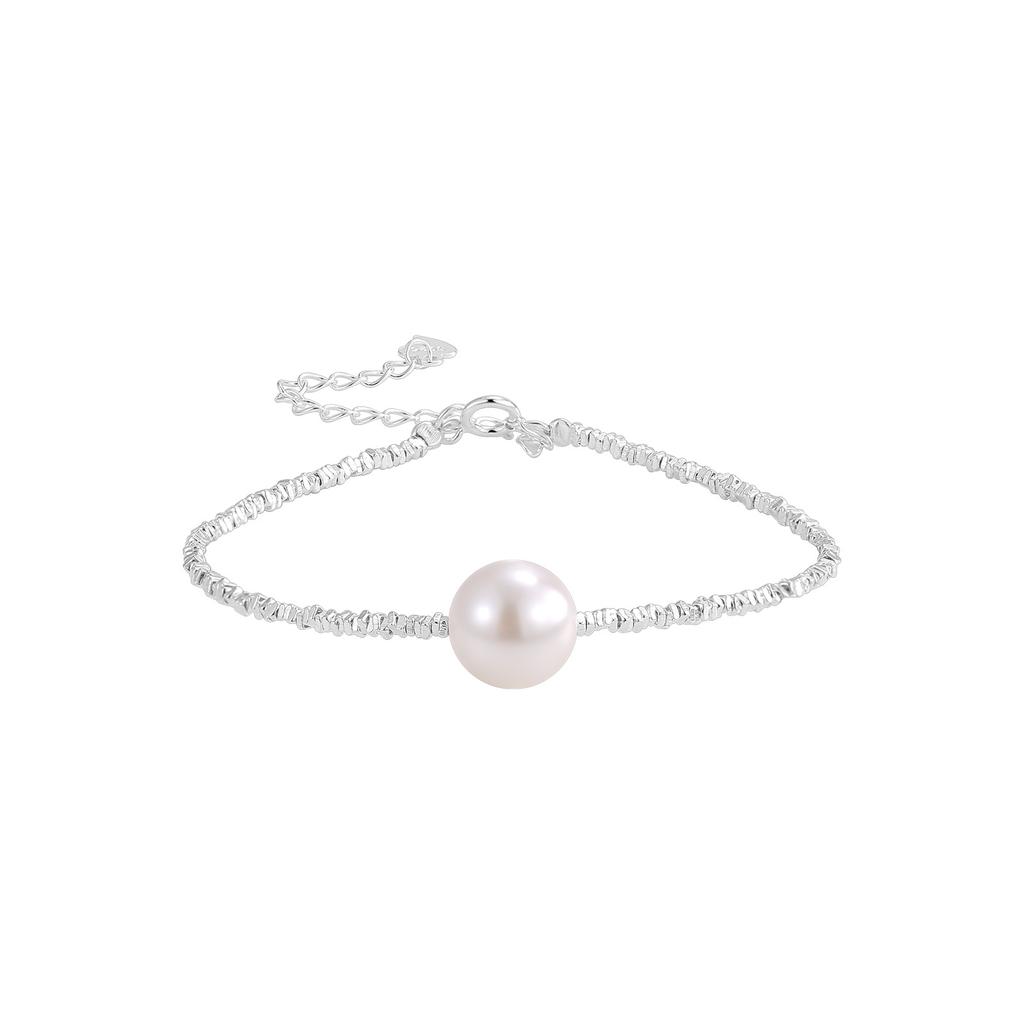 925 silver a few taels of broken silver, square necklace, female irregular broken silver, freshwater pearl, premium sense collarbone chain