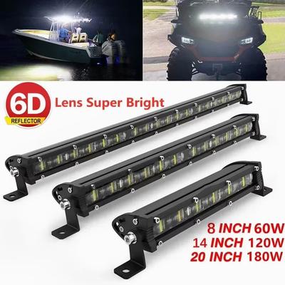 6D Ultra Strip LED Light Bar 8" 14" 20" Inch Driving Fog Lamp Work Light 4x4 Led Bar for Motorcycle Car Offroad SUV ATV Tractor