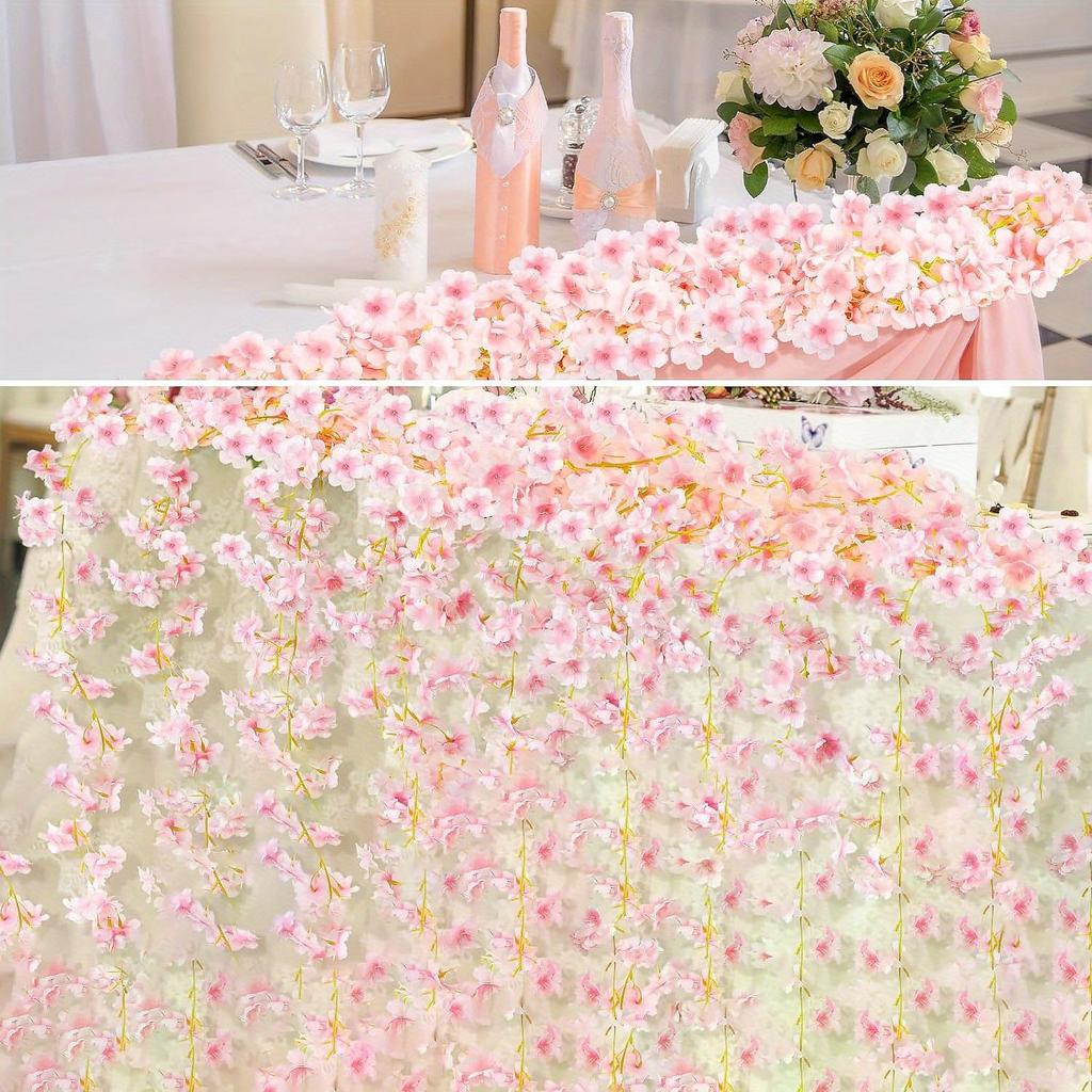 Artificial Cherry Blossom Vine for Home, Wedding, Ceiling, and Wall Decor