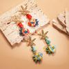 Colorful Ceramic Fish Drop Earrings for Women Starfish Stone Beaded Cartoon Beach Style Summer Jewelry Accessories