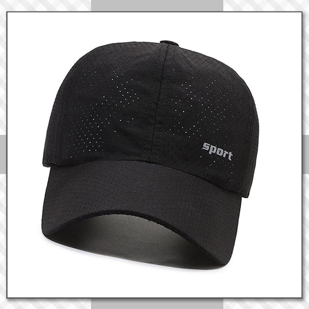 Chrome Crane CB244 Mesh Cap with English for Running and Men and Women (Black) Logo, Lightweight, Quick-Drying, Sports,