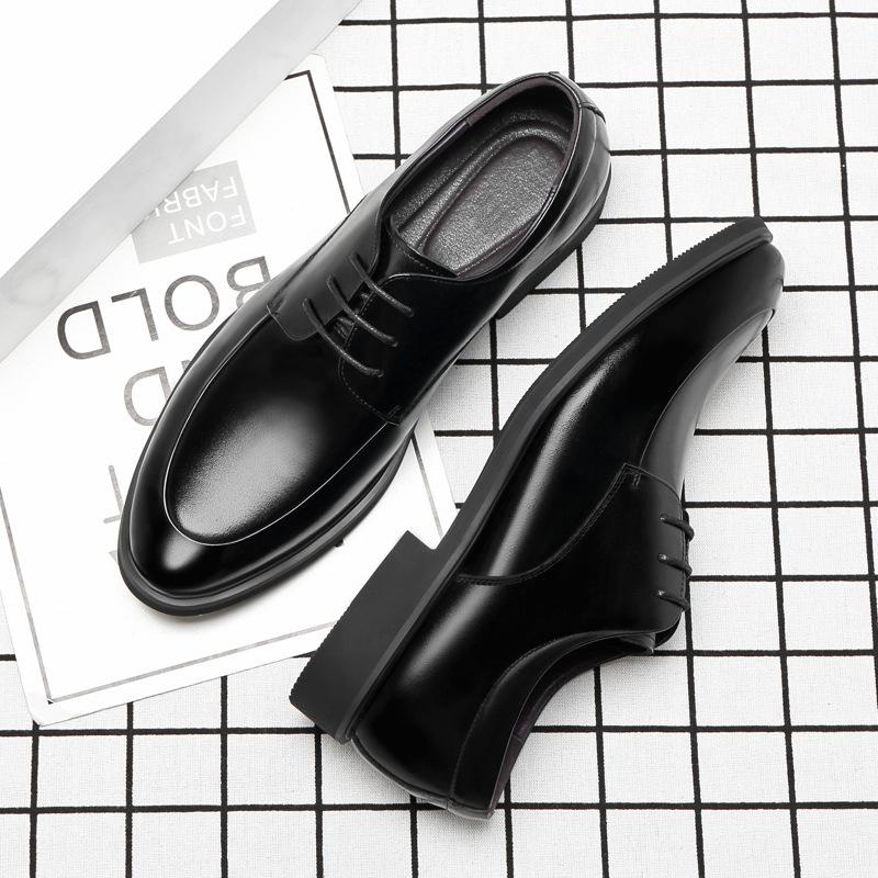 Inner Height-increasing Leather Shoes Men's 8cm Business Dress British and Korean Version Pointed Wedding Shoes Lace-up Soft-soled Casual Men's Shoes