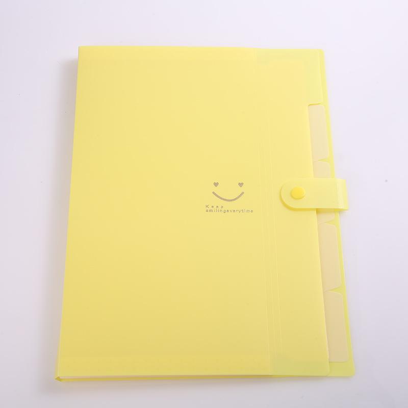 Smiley Pp Folder A4 Information Book Spot Five Grid Smile File Bag Purple Button