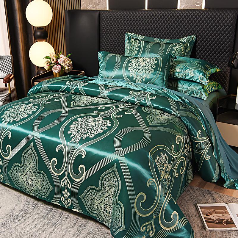 European Silk Cotton Jacquard Wedding Bedding Set - Four-Piece Duvet Cover Gift