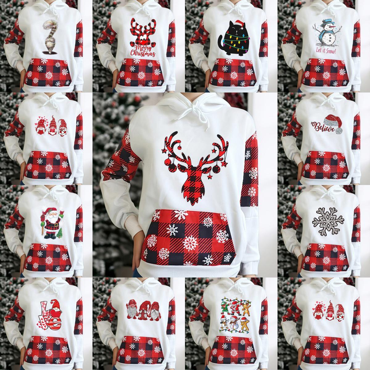 

Женское худи с рождественским принтом в виде письма - Свободный крой, Длинный рукав, Повседневный зимний топ с бесплатной доставкой по Европе и Америке XXX-Large