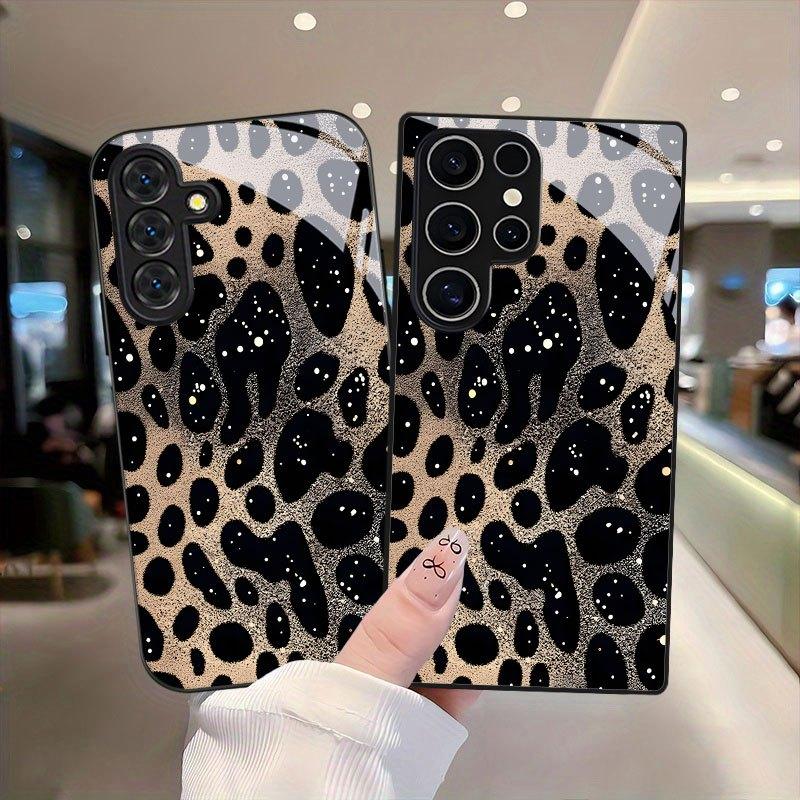 Leopard Print Pattern Glass Phone Case Suitable for Samsung Galaxy S26 S25 S24 S23 S22 S21 S20FE/Ultra/Plus Anti Drop Back Cover