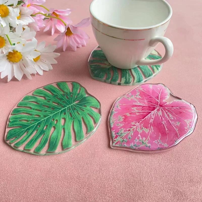 Turtle Leaf Acrylic Coasters Creative High Temperature Resistant Anti-scald Mats Home Simple Non-slip Heat Insulation Coaster