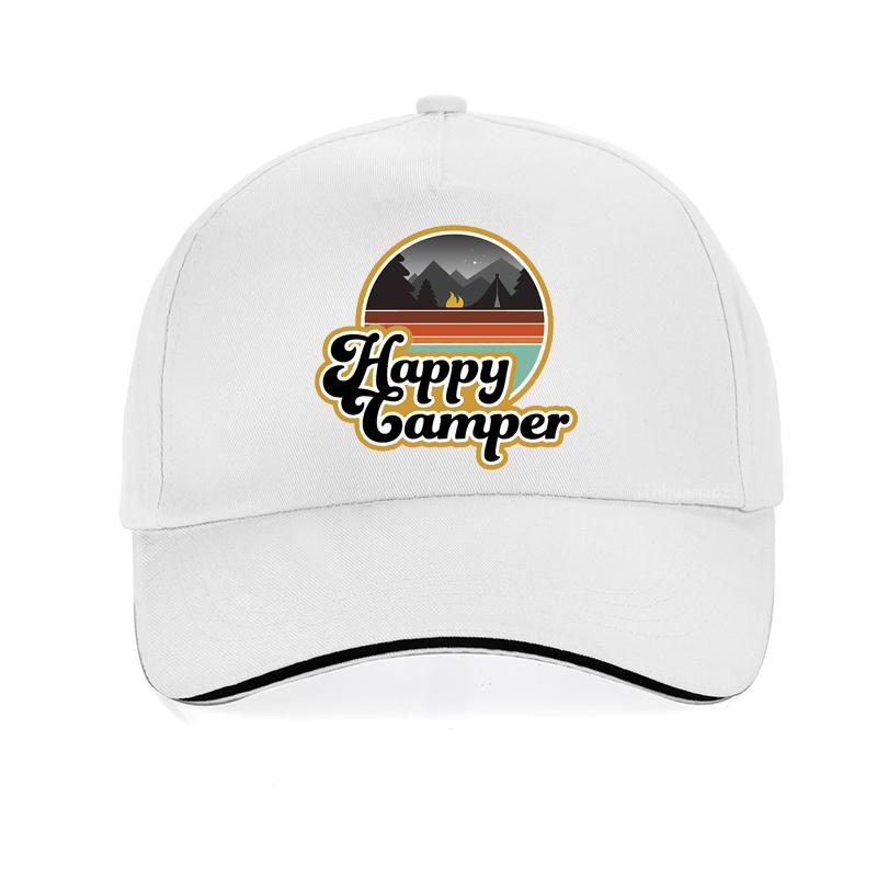 Happy Camper Cap Summer Camp Camping Unisex Women baseball cap Green Hiking Outdoor Sport  Trucker Cap